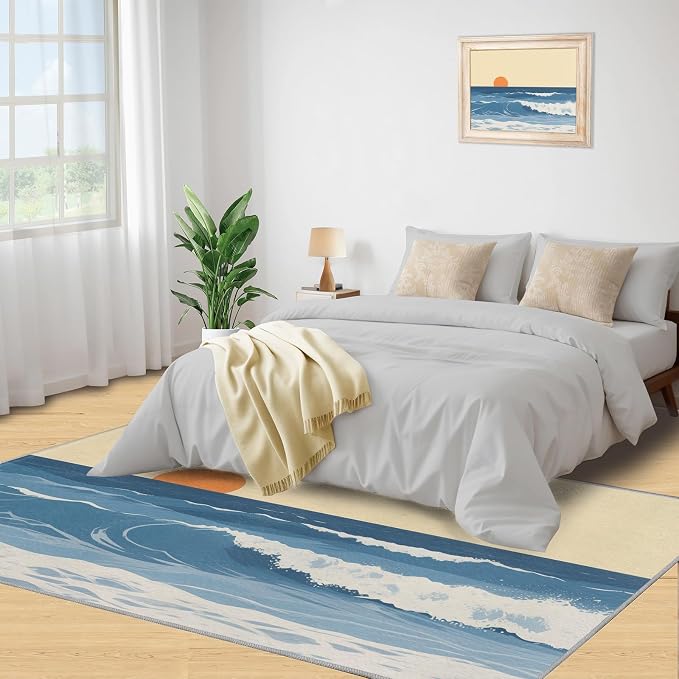 Boho Sun Runner Rugs 2x4ft, Abstraction Deco Small Entryway Mats, Minimalist - Image 5