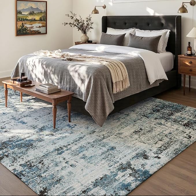 Area Rug 4x6 Washable Rug Blue for Living Room, Dining Room, Large Carpets - Image 2