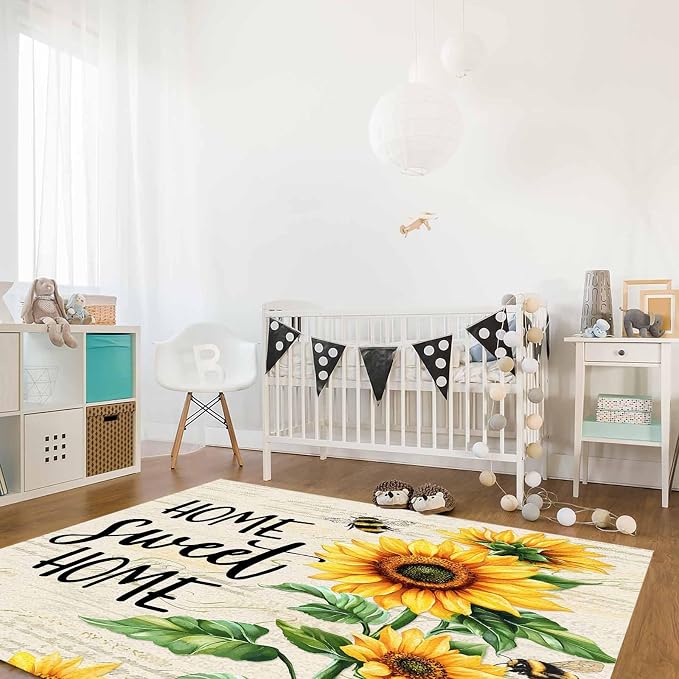 Summer Sunflowers Rectangular Area Rugs - Image 3