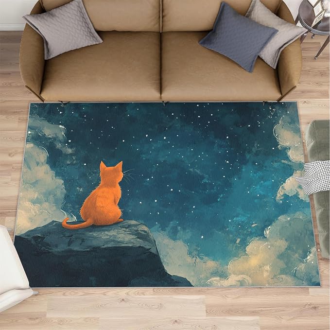 Orange Cat Rugs for Bedroom by Unknown