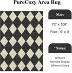 6x9 Checkered Area Rugs for Living Room Black Machine Washable Large Rug - Image 2