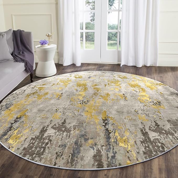 vivorug Round Rug 5ft Abstract Round Area Rug Non-Slip Indoor Carpet - Image 2