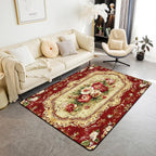 Elegant Red Floral 3 x 5 Area Rug Gold Geometric Rugs - Image 6