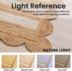 HOMEMONDE Scalloped Jute Area Rug 8'x10' Natural Stripe - Image 5