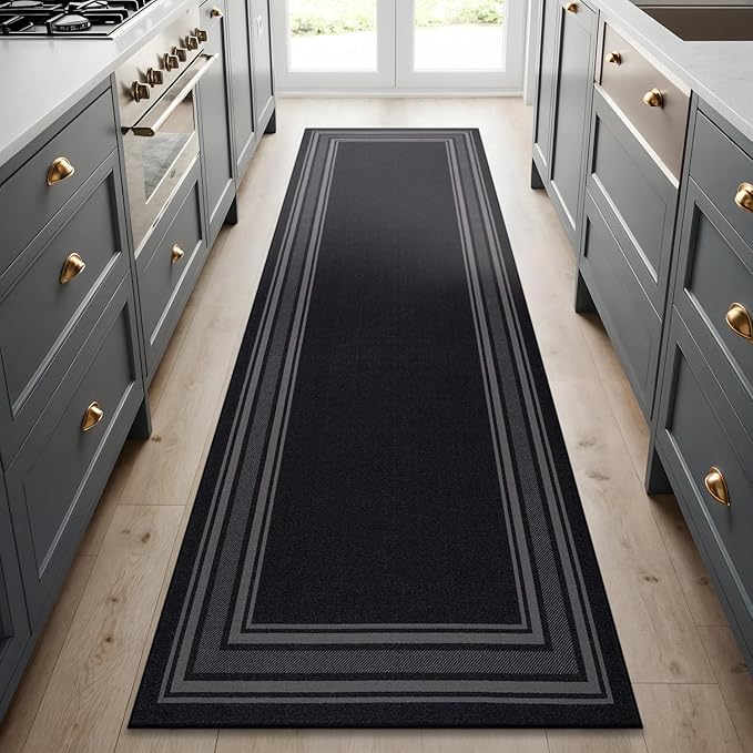 Beverly Rug Non Slip Area Rugs 2x7 Modern Bordered Non Skid Rubber Backing Soft by BeverlyRug