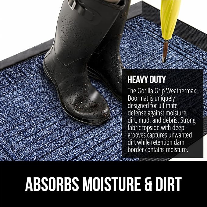 GORILLA GRIP 100% Waterproof All-Season WeatherMax Doormat, US Designed Natural - Image 4