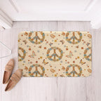 Erosebridal Groovy 70s Theme Bathroom Rugs Retro Peace Sign Mats Boho Butterfly - Image 4