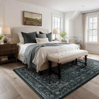Vintage Dark Area Rugs 5x8, Non Slip Washable Rug - Image 4