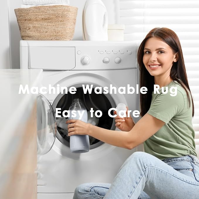 VK VK·LIVING Round Washable Rug 5'Ft Vintage Machine Washable Area Rugs - Image 4