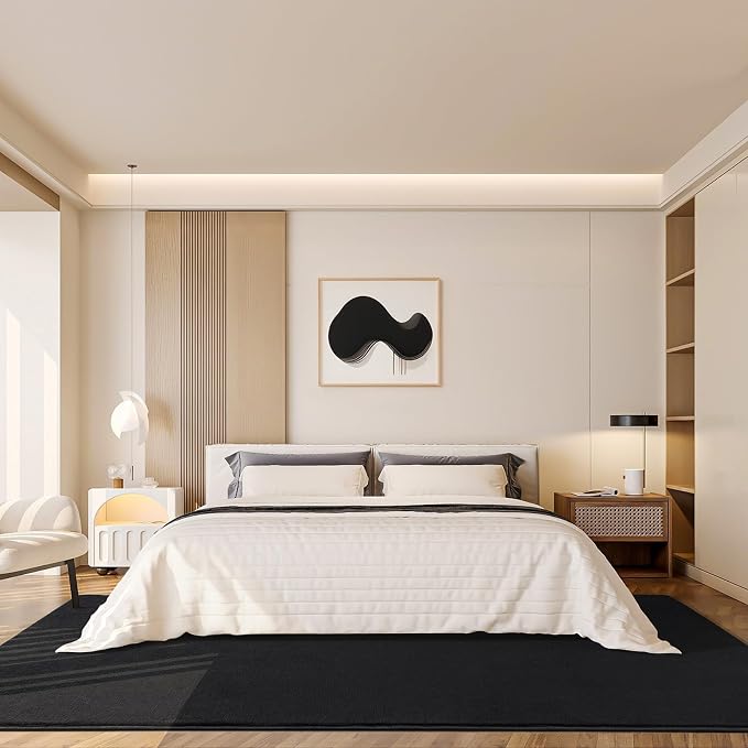 Amearea Large Modern Area Rugs for Bedroom Living Room, 6x9 Feet Black - Image 8