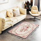 French Country Floral 3x5 Area Rug Pink Rose Rugs - Image 2