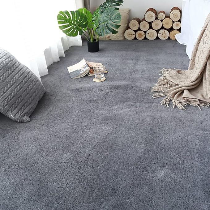 Soft Cashmere Area Rug Luxury Bedside Carpet Bedroom Living Room Mats Solid by LIKETN