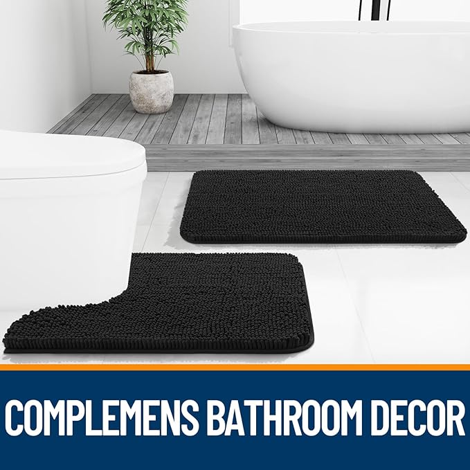 OLANLY Bathroom Rugs 40x24, Extra Soft Absorbent Chenille Bath Rugs, Rubber - Image 7