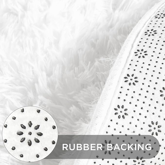 Andency White Round Area Rug for Bedroom, Soft Shag Circle Rug 6x6 for Room - Image 5