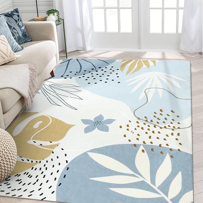 Lahome Boho Blue Area Rug for Living Room by Lahome