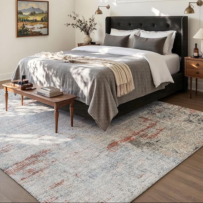 Area Rug 5x7 Washable Rug Grey and Brown - Image 2