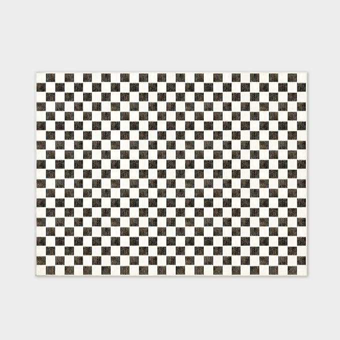 EVERGRACE Checkered Plaid Area Rug 9x12, Soft Fuzzy Faux Wool Rugs Washable - Image 7
