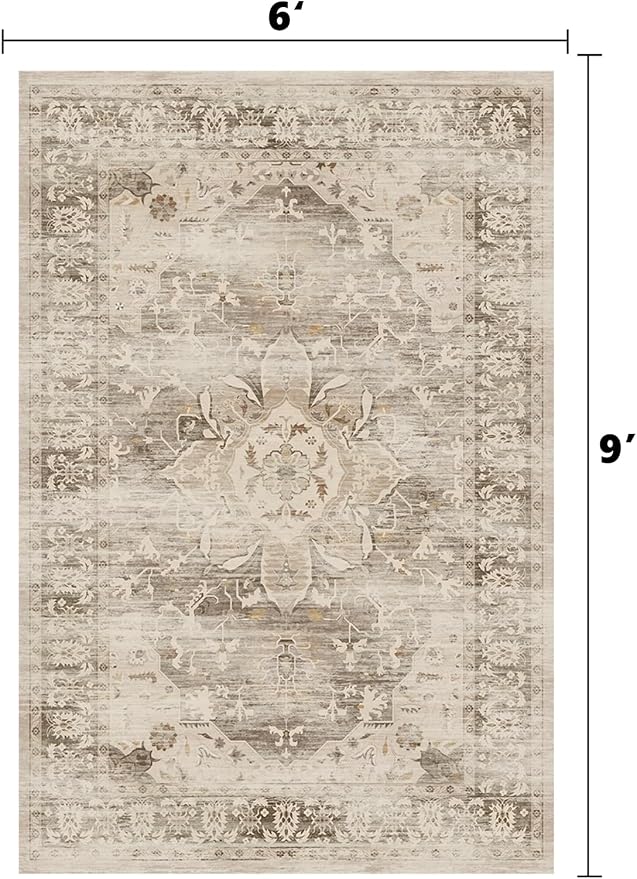 Washable Area Rugs for Living Room 6’x9’ Non Slip Low Pile Area Rugs for - Image 2