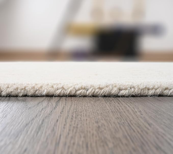 Hand-Tufted 100% Wool Area Rug – Unique Modern Geometric Grid Pattern, Soft - Image 6