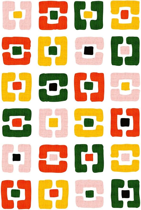 Modern Chic White Yellow Pink Geometric Texture Rug - Image 2