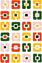 Modern Chic White Yellow Pink Geometric Texture Rug - Image 2