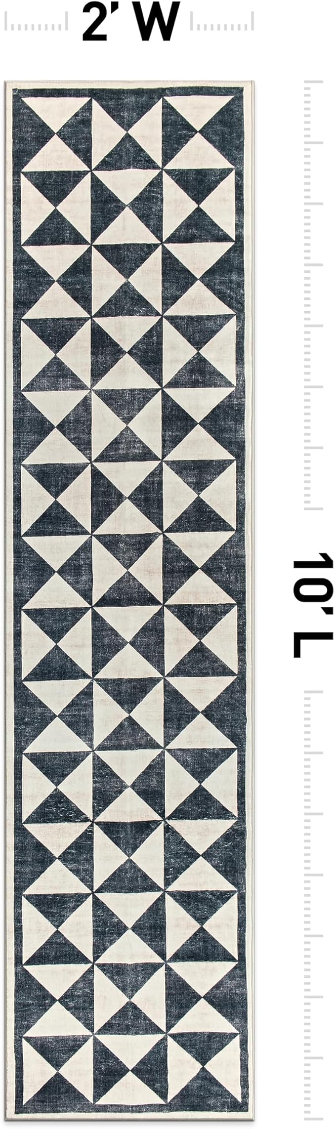 Rugshop Geometric Diamond Washable Non Slip Runner Rug 2' x 10' Cream - Image 2