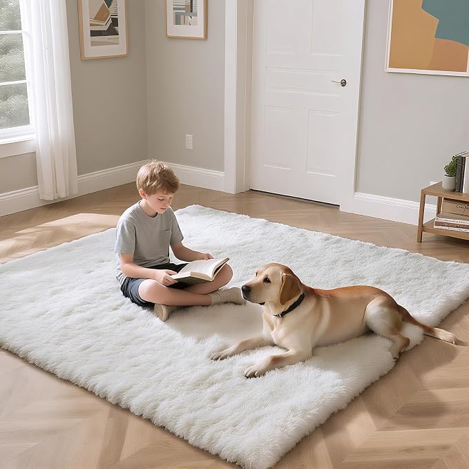 Fluffy Rug Shaggy Area Rug, Small Bedside Rug, Soft Fluffy Shaggy Entryway - Image 4
