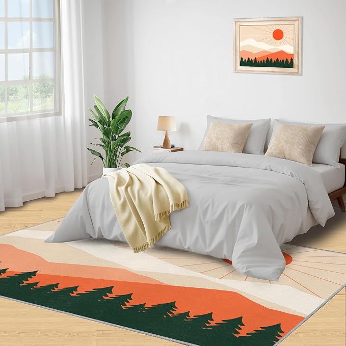 Boho Sun Area Rugs 5x7ft, Minimalist Mountain Rugs - Image 5