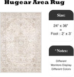 HUGEAR 2x3 Entryway Area Rug Vintage Beige Small Rug Machine Washable Door Mat - Image 2