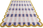 Hand-Tufted Wool Rug with Scalloped Edges, Light Blue Plaid Pattern, Cozy Soft - Image 6