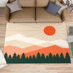 Boho Sun Area Rugs 4x5ft, Minimalist Mountain Kids Play Rug, Abstraction Deco by Unknown