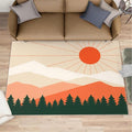 Boho Sun Area Rugs 6x8ft, Minimalist Mountain Living Room Area Rug, Abstraction by Unknown