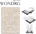 3x5 Beige Washable Area Rug for Entryway Neutral Soft Non Slip Carpet Low Pile - Image 2