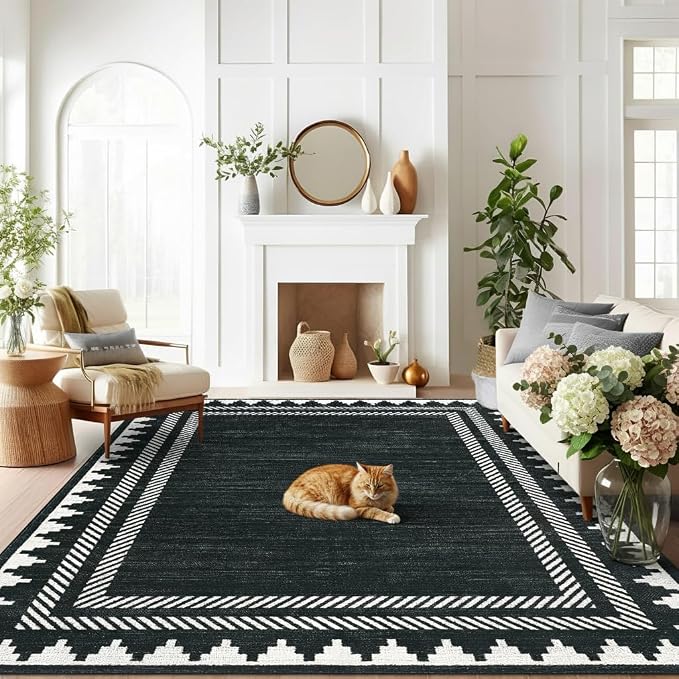 Modern Low Pile Non Slip 5x7 Machine Washable Living Room Area Rug Foldable - Image 7