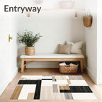 Flatwoven High Traffic Area Rug 6x9, Dark Beige Geometry and Dirt Trapper Design - Image 3