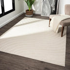 LUXE WEAVERS Modern Geometric Wave Cream 4x6 Area Rug by LuxeWeavers