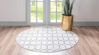 Rugs.com Lattice Trellis Collection Rug – 3 Ft Round White Low-Pile Rug Perfect - Image 3