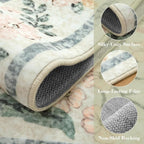 Wonnitar Large Living Room Rug, Floral 10 x 14 Machine Washable Area Rugs - Image 4