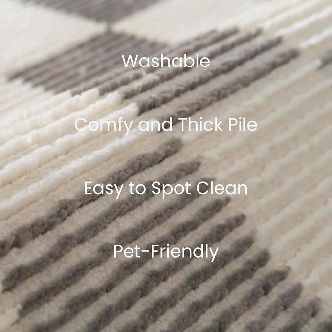 Revival Rugs Gambit 3'11" x 6'1" Checkered Rug Machine Washable Area Rug - Image 2