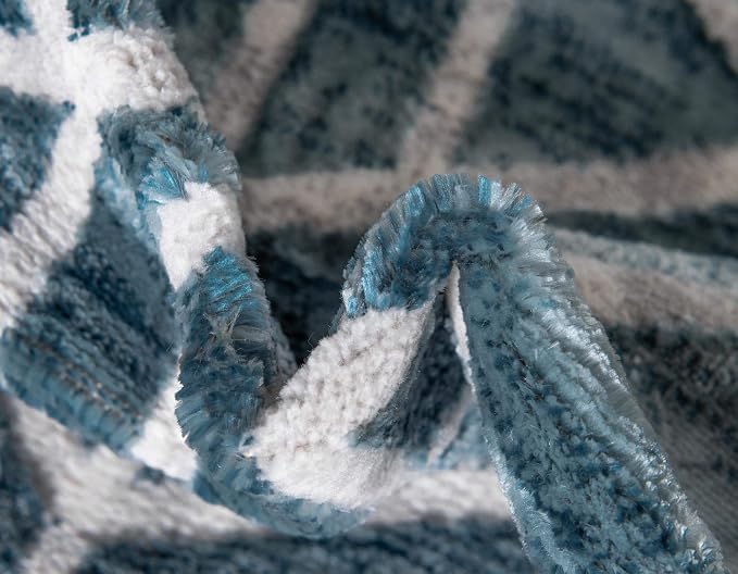 Rugs.com Lattice Trellis Collection Rug – 3' x 5' Blue Low-Pile Rug Perfect - Image 9