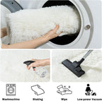 Soft Fluffy Rugs for Bedroom, Cream White Fuzzy Shaggy Oval Bedside Area Rug - Image 8