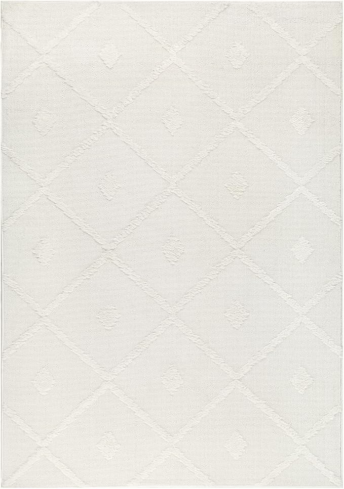 Antep Rugs Palafito 5x7 Geometric Shag Diamond High-Low Pile Textured Indoor - Image 3
