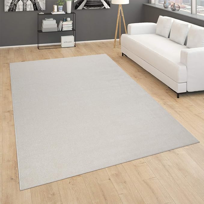 Paco Home Solid Area Rug in Cream Modern Plain Design, Size: 5'3" x 7'3" - Image 5