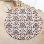 Oriental Tribal Floral Round Rug Vintage Brown Pattern Area Rug Washable Soft - Image 2