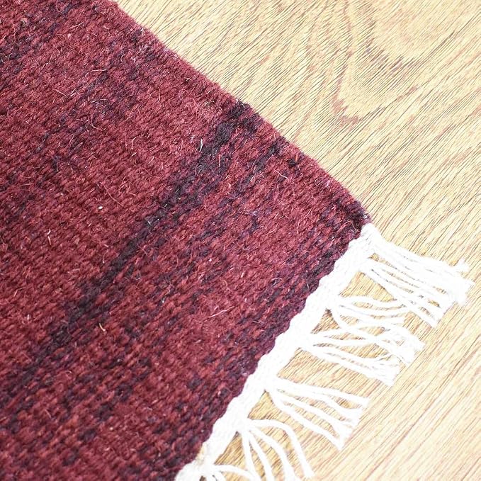Rugsotic Carpets Hand Woven Flat Weave Kilim Wool 3'x5' Area Rug Solid Dark Red - Image 4