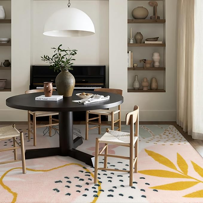 Lahome Washable Pink Area Rugs 9x12 Living Room Carpet Non-Slip Backing - Image 6