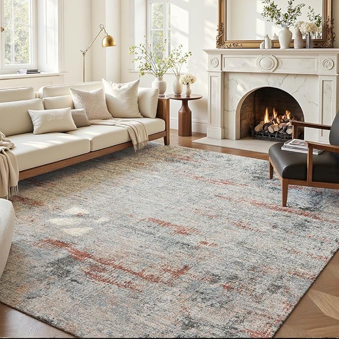 Area Rug 8x10 Washable Rug Grey and Brown by Unknown