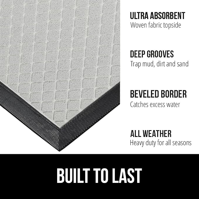 GORILLA GRIP 100% Waterproof All-Season WeatherMax Doormat US Designed Natural - Image 2