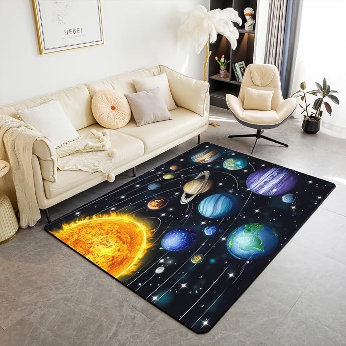 Planet Large Area Rug 5x7 Solar System Outer Space Living Room Rug | Universe - Image 6