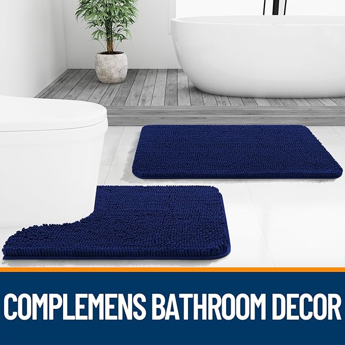 OLANLY Bathroom Rugs 24x16, Extra Soft Absorbent Chenille Bath Rugs, Rubber - Image 7